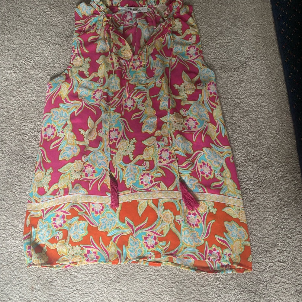 Floral Pink and Orange Women's Top